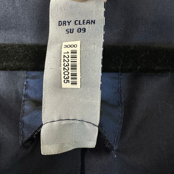 J.Crew Linen Blazer One Button Crop 3/4 Sleeves Collarless Coastal Navy Blue 6 - Picture 7 of 9